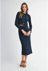Adeline Long Sleeve Crop Jacket & Midi Skirt (Sold Separately)