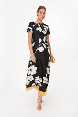 Winter Jasmine Swing Dress with Feathers
