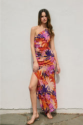 Kailani Palm Print Satin Maxi Dress