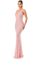 Eleanor Sequin Embellished Mermaid Gown - Pink