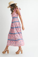Hannah Floral Print Tiered Midi Maxi Dress