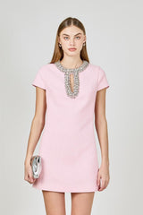 Jas Jewel Trim Mini Dress - Pink