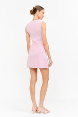 Carly Gold Buttons Knit Mini Dress - Pink
