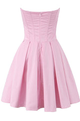 V-neck Lavender Pleated Short Party Dress