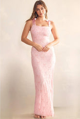 Felicity Sequin Bow Embellishments Maxi Gown - Pink