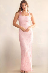Felicity Sequin Bow Embellishments Maxi Gown - Pink