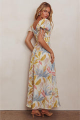 Melony Puff Sleeve Floral Print Maxi Dress