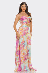 LouJane Pleated Maxi Dress - Watercolor