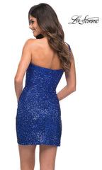 Wrap-Style Sequin Short La Femme Cocktail Dress