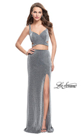 Long La Femme Open-Back Two-Piece Prom Dress