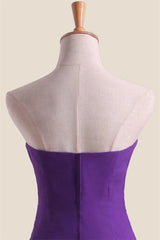 Strapless Purple Chiffon Twist Fitted Dress