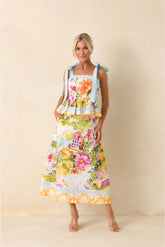 Sorrento Gardens Duo Printed Peplum Top & Matching Maxi Skirt (Sold Separately)