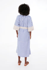 Tan and Blue Stripe Combo Sun Mesa Midi