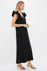 Black Flutter Sleeve Miko Dress