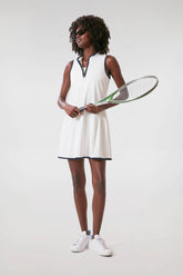 White and Navy Quarter-Zip Tennis Dress