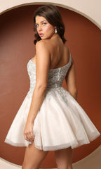 One-Shoulder A-Line Short White Homecoming Dress