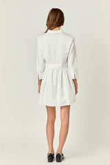 Georgie Collared Button Up Shirt Dress - White