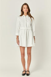 Georgie Collared Button Up Shirt Dress - White