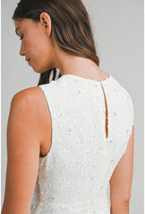 Whitney Beaded Sequin Mermaid Hem Midi Dress - White