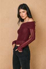 Gina Off The Shoulder Lace Top - Wine