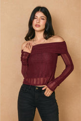 Gina Off The Shoulder Lace Top - Wine