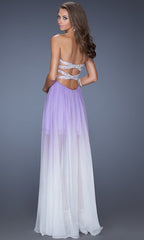 La Femme Strapless Ombre High-Low Prom Dress