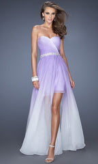 La Femme Strapless Ombre High-Low Prom Dress