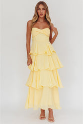 Shaina Ruffled Tier Maxi Dress - Yellow