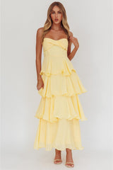 Shaina Ruffled Tier Maxi Dress - Yellow