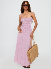 Loralei Shirred Maxi Dress Red Stripe