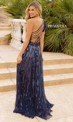 Strappy One-Shoulder Long Sequin Formal Dress 12009