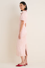 Cameo Pink Short Sleeve Midi Cocktail Dress