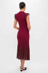 Plum Shimmer Knit Midi Dress