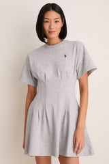 Cobblestone Heather Jersey Knit Crewneck Mini Dress