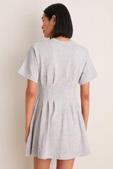 Cobblestone Heather Jersey Knit Crewneck Mini Dress