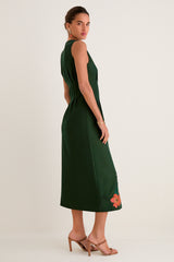 Verdant Green Crepe Embroidered Nell Dress