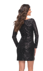 Short Sequin Long Sleeve La Femme Homecoming Dress