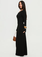 Kloey Long Sleeve Knit Maxi Dress Black