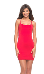 La Femme Short Cocktail Dress with Strappy Back