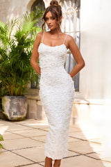 Petal Trace Midi Dress - White