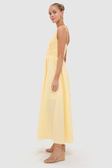 Light Yellow V-Neck Maxi Dress