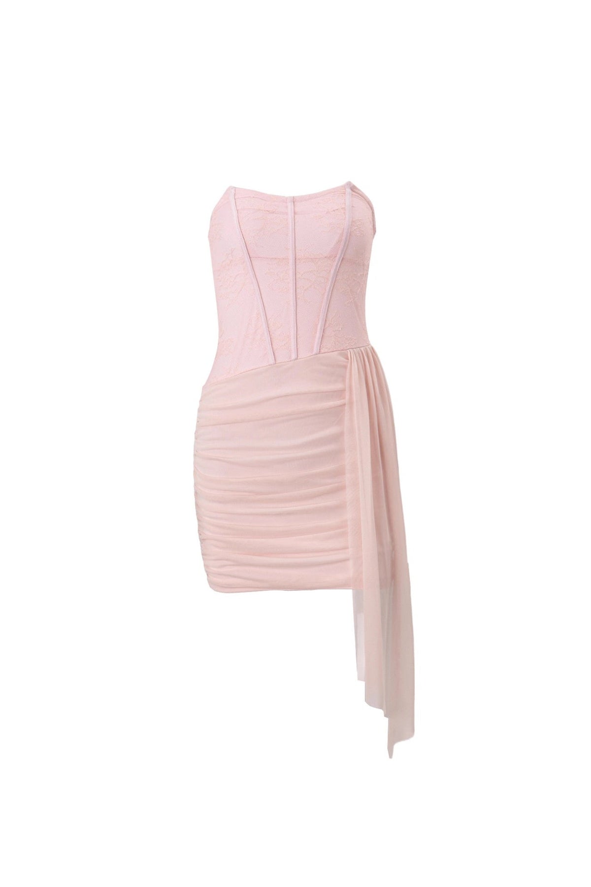 Strapless Pink Bodycon Dress with Train