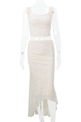 Two Piece Ivory Lace Mermaid Dress