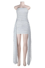 White Polka-dot Tight Dress with Knot Front