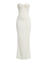 White Lace Sweetheart Corset Mermaid Dress