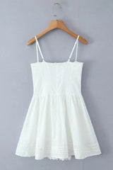 White Spaghetti Strap Bow Lace Party Skirt