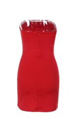 Strapless Red Ruched Fitted Party Dress