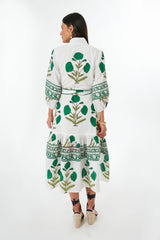 Exclusive Emerald Marigold Flounce Dress