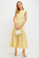 Yellow Hibiscus Low-Back Dress