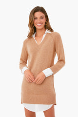 Camel Melange Looker Vee Dress